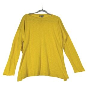 Vince Lightweight Cotton Sweater Womens Mustard Yellow L Minimalist Luxury Basic